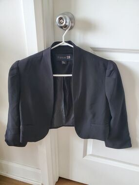 Forever 21 Black Cropped Open Blazer Jacket